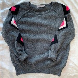 Brodie Gray Pink Cashmere Mini Navajo Sweater XS
